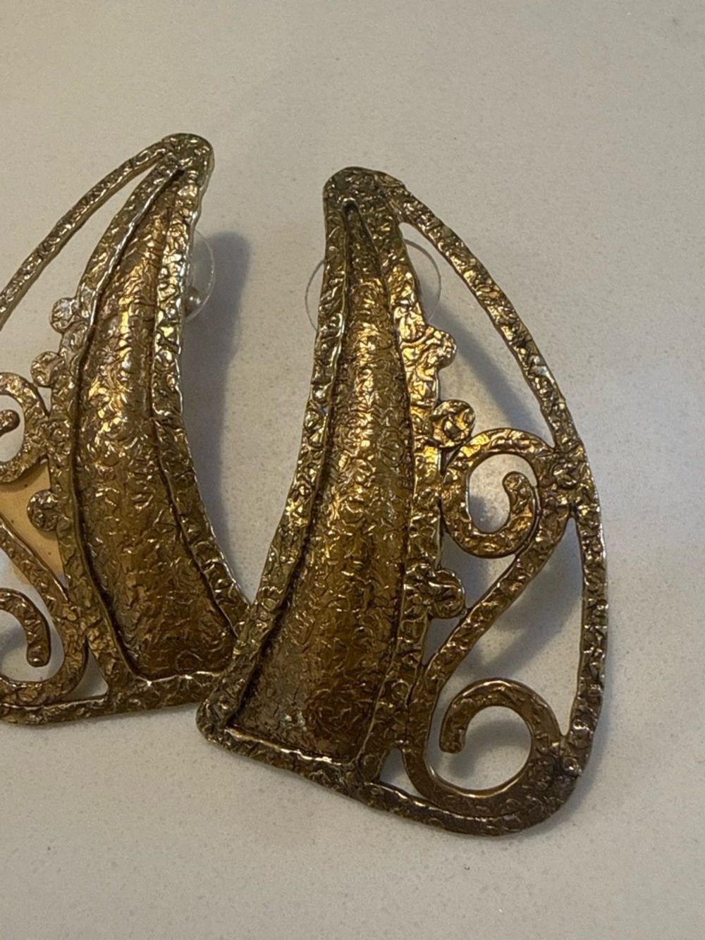 Gold Filigree Statement Clip-On Earrings